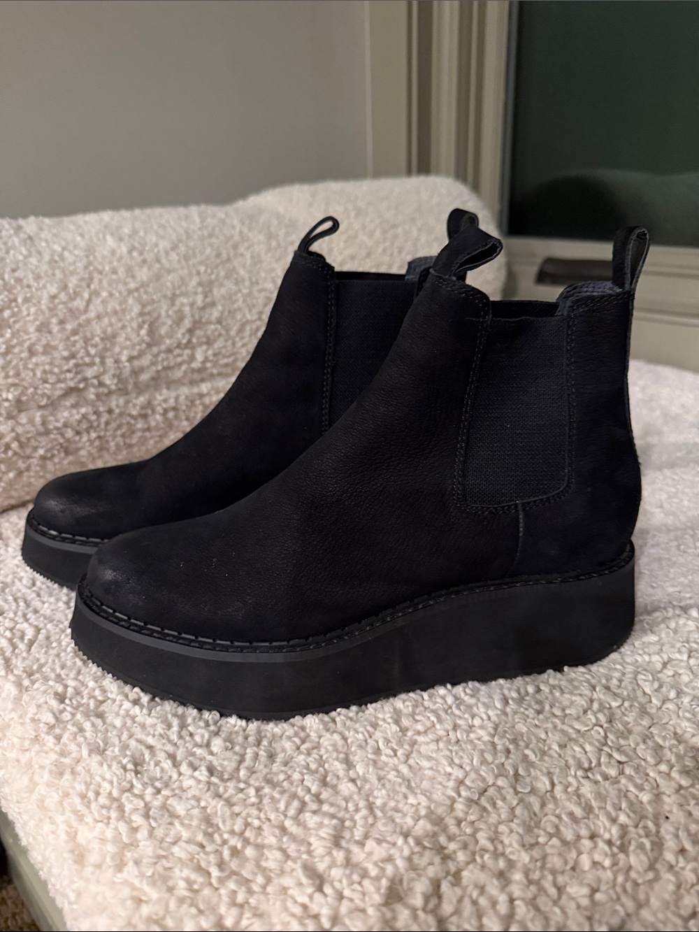Dolce Vita Black Suede Platform Chelsea Booties. Worn once! Sz 7.5